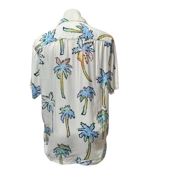 Denim & Flower Ricky Singh men's palm tree print shirt white colorful Size Large - Picture 3 of 8
